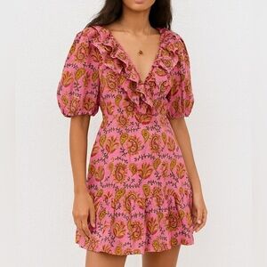 RAHI amber pink floral mini paisley dress